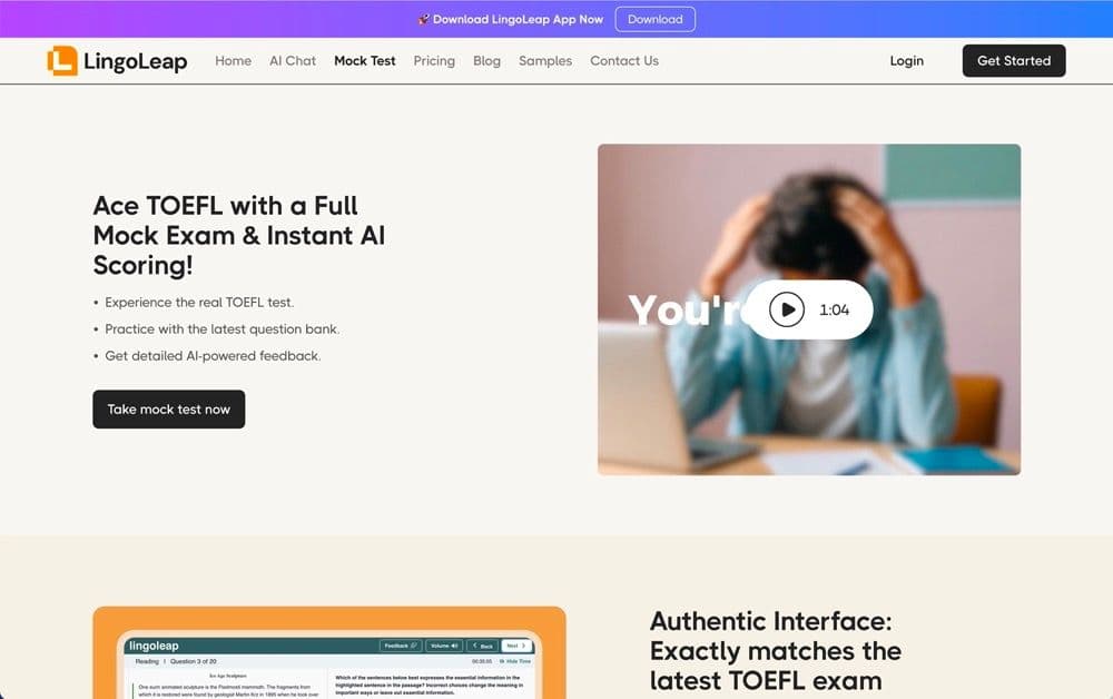 Mock TOEFL Test by LingoLeap: Your Ultimate Exam Prep