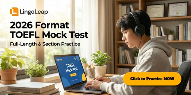 A clickable image advertising LingoLeap — Try full length mock test or section practice with LingoLeap!